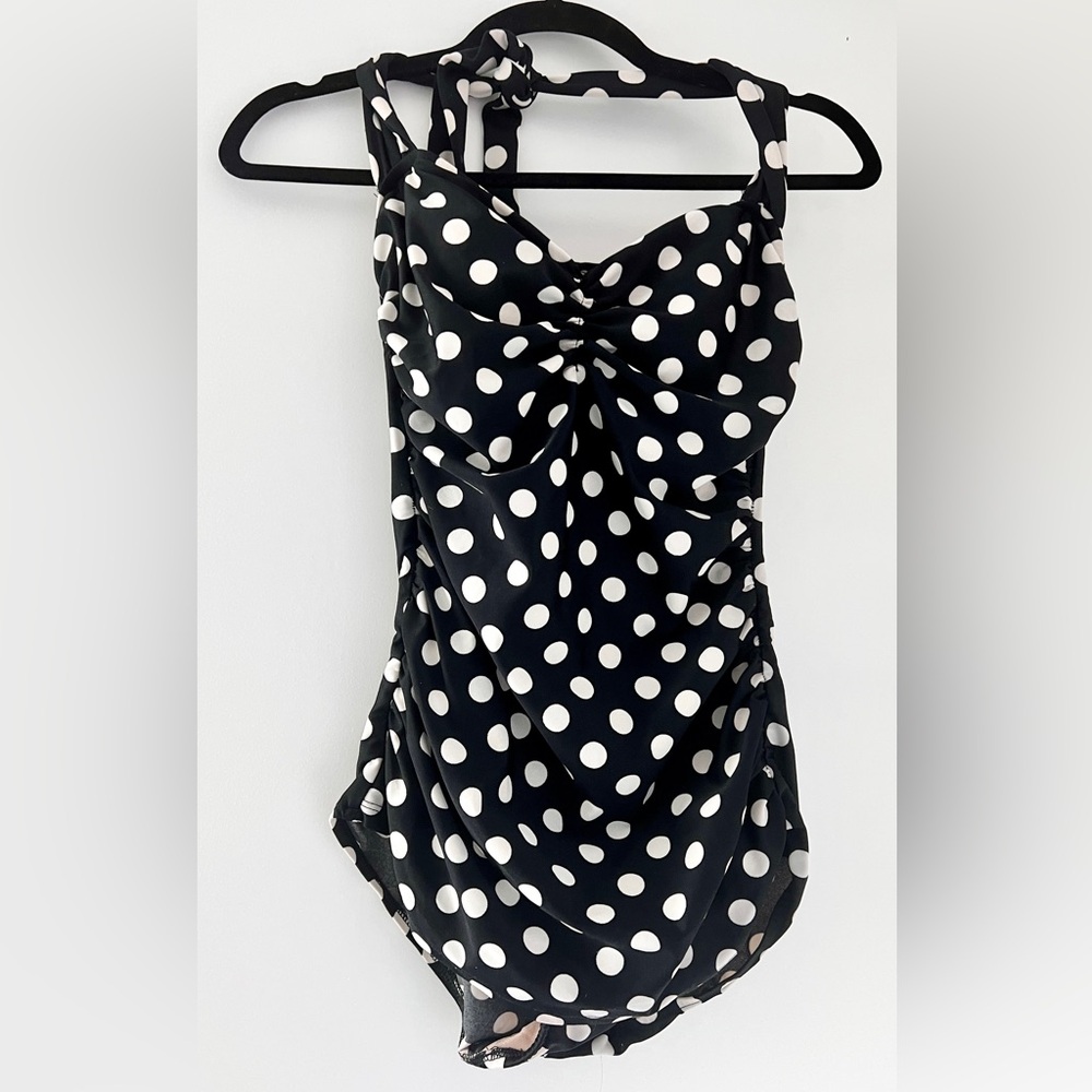 Elegant Black and White Polka Dot Women's Blouse